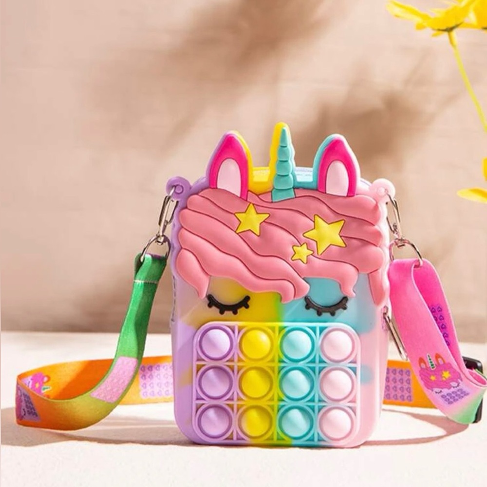 NEW Unicorn Pop It bag; sensory stress fidget rainbow festival summer fun